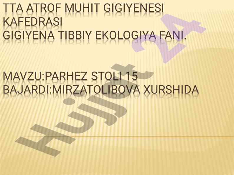 Maxsus terapevtik parhezlarga riyoja qilish