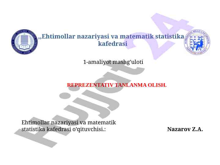 Ehtimollar nazariyasi va matematik statistika