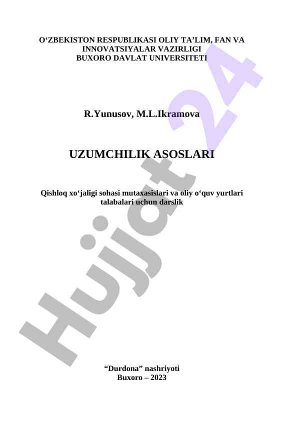 Uzumchilik asoslari darslik