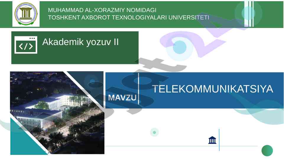 Telekommunikatsiya tuzilmasi va strategiyalar