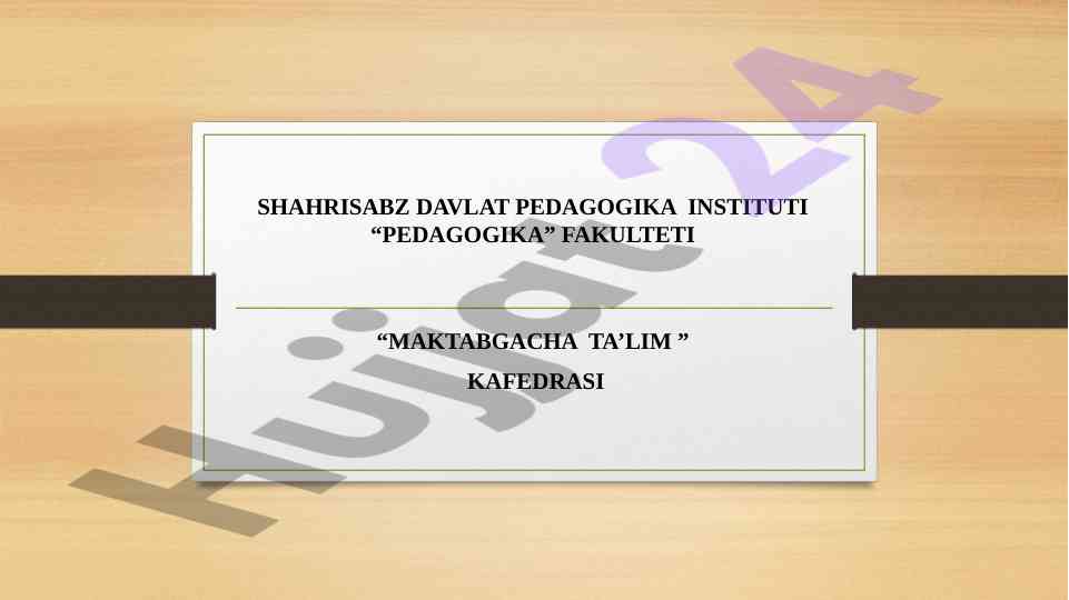 Maktabgacha ta’lim tashkilotlarida metodik ishlar
