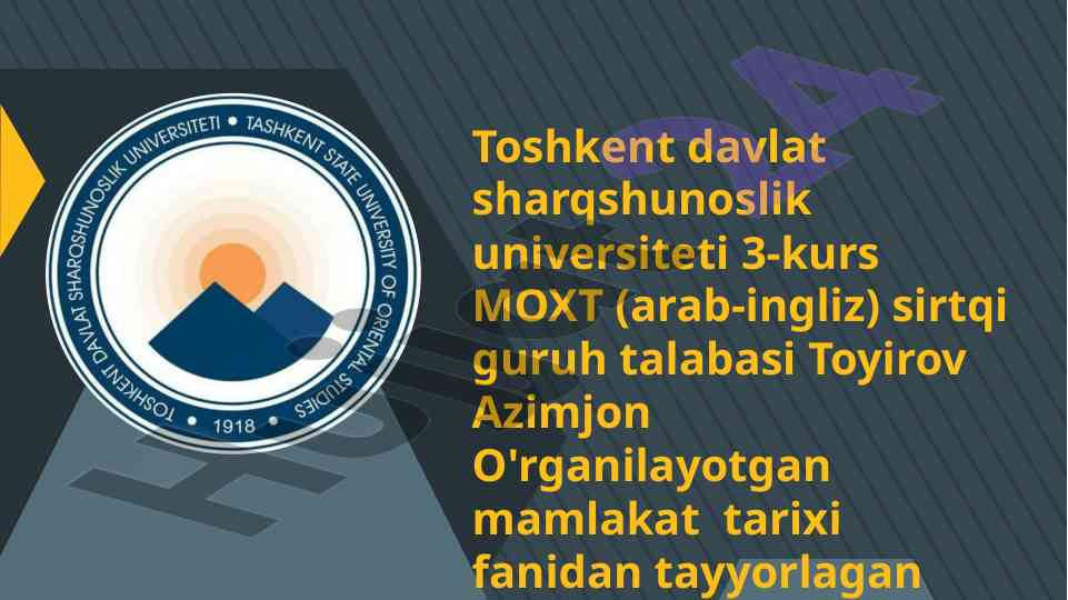 Markaziy osiyo tarixi: xvi-xviii asr tadqiqoti