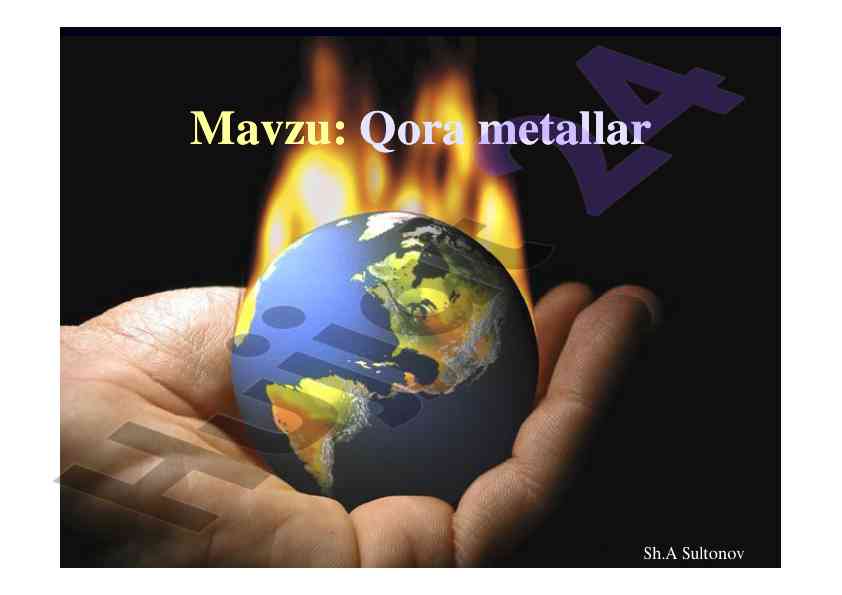 Qora metallarga doir sanoat tarmoqlari tahlili