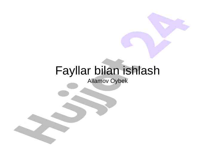 Oqimli kiritish va chiqirish jarayonlari