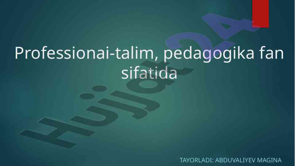 Professional ta'lim tizimi va xalqaro andozalar