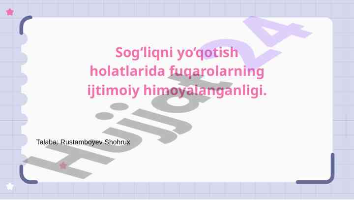 Sog‘liqni yo‘qotish va ijtimoiy himoya tizimlari