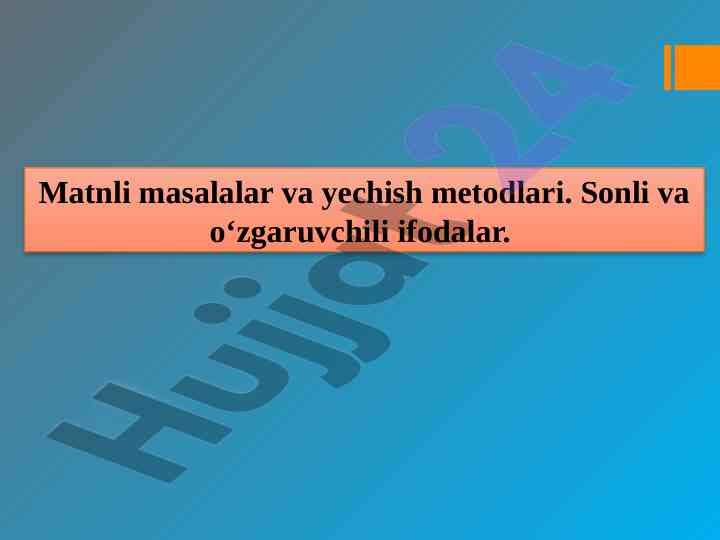 Matnli masalalar va yechish metodlari