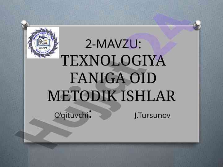 Tashkil qilish va amalga oshirish metodik ishlari