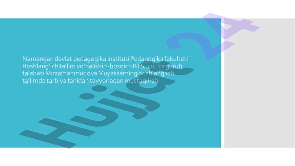 O'quvchilarning mustaqil ishlarini tashkil etish