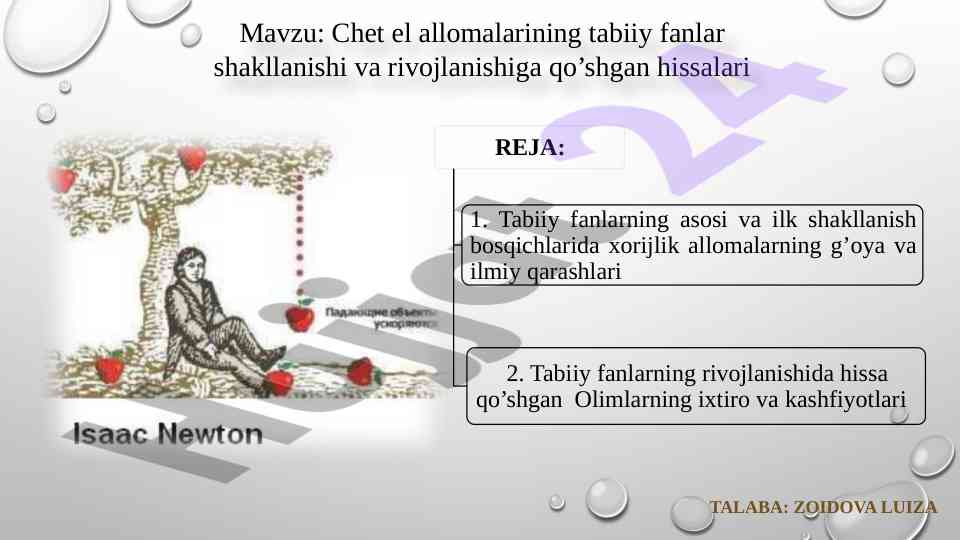 Chet el allomalarining tabiiy fanlarga hissalari