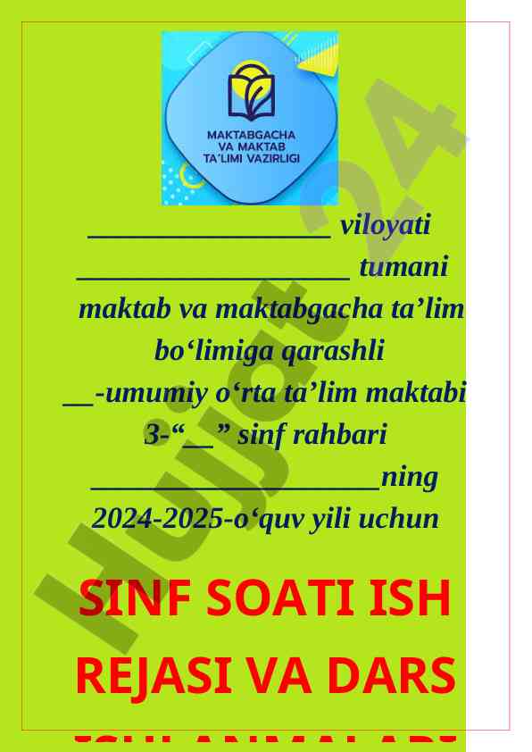 2024-2025 o‘quv yili uchun tushuntirish xati