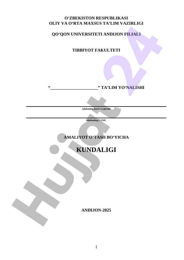 Talabalar amaliyoti to'g'risida eslatma 2025