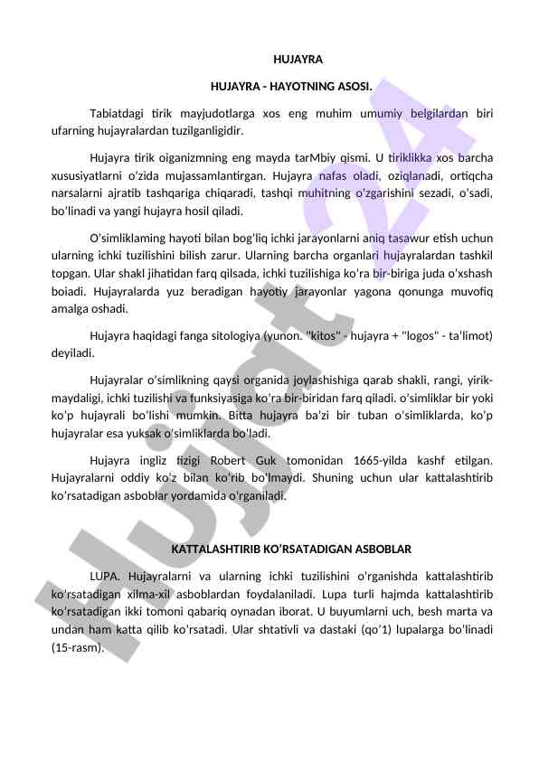 Hujayra hayotning asosi