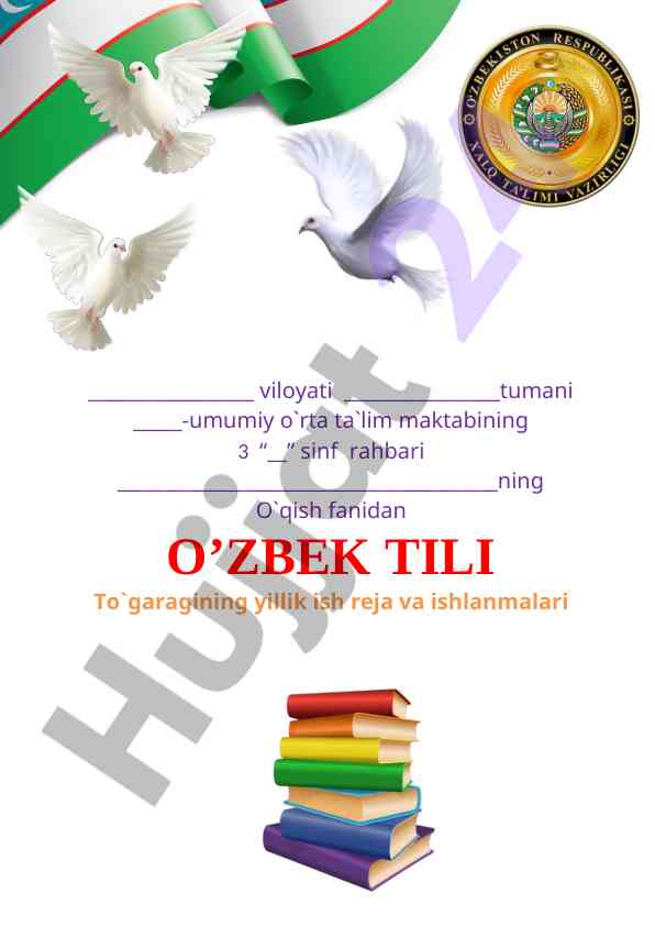 O‘zbek tilidan to‘garak ish rejasi 2020-2021 yili