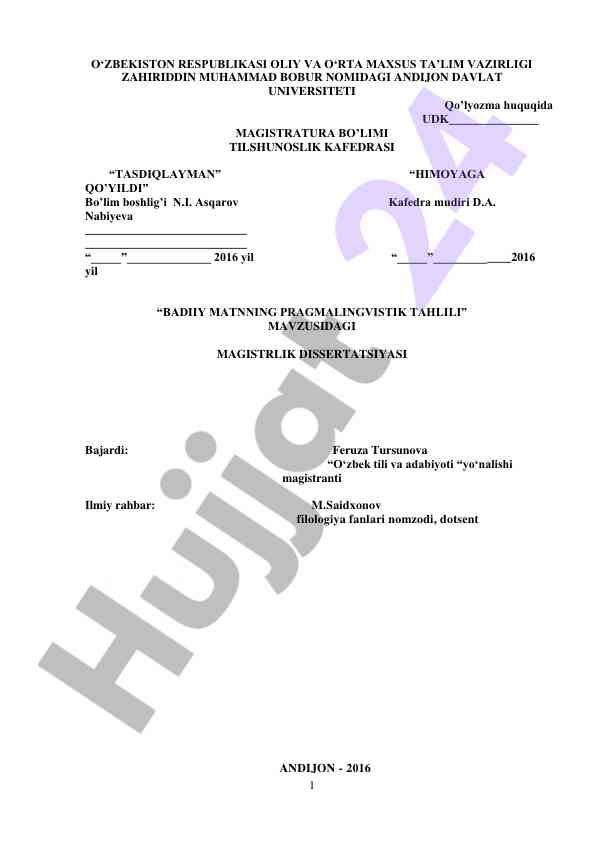 Badiiy matnning pragmalingvistik tahlili