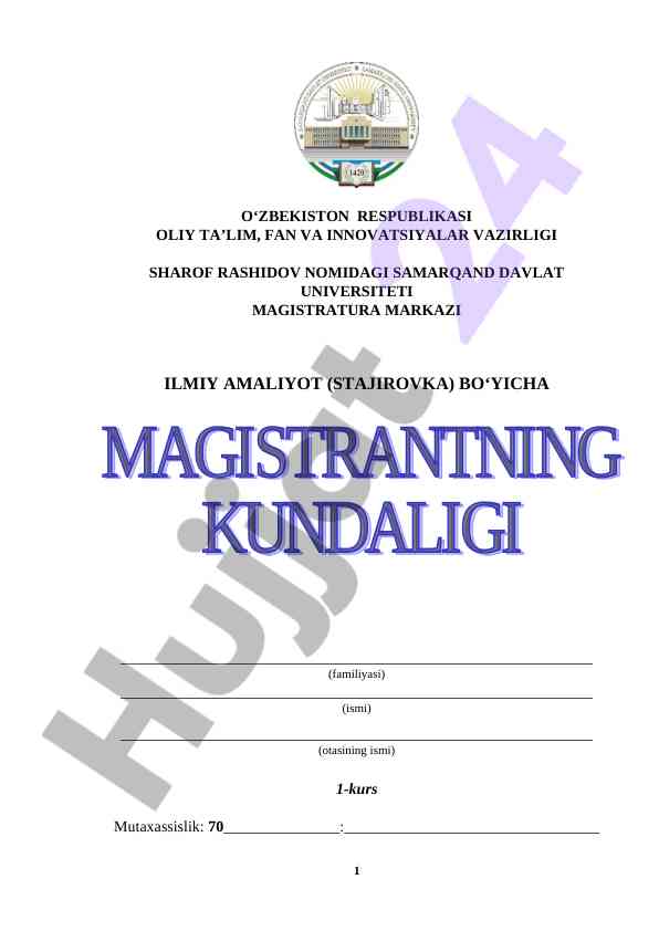 Magistrant uchin ilmiy amaliot to'grisida