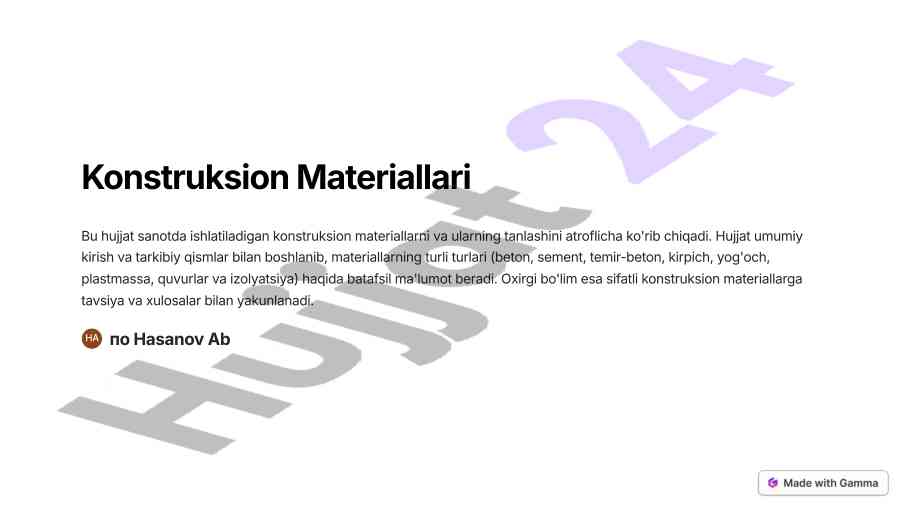 Konstruksion materiallar sanoatda ishlatilishining ahmiyati