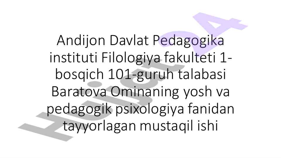 Psixik rivojlanish va intellekt shakllanishi