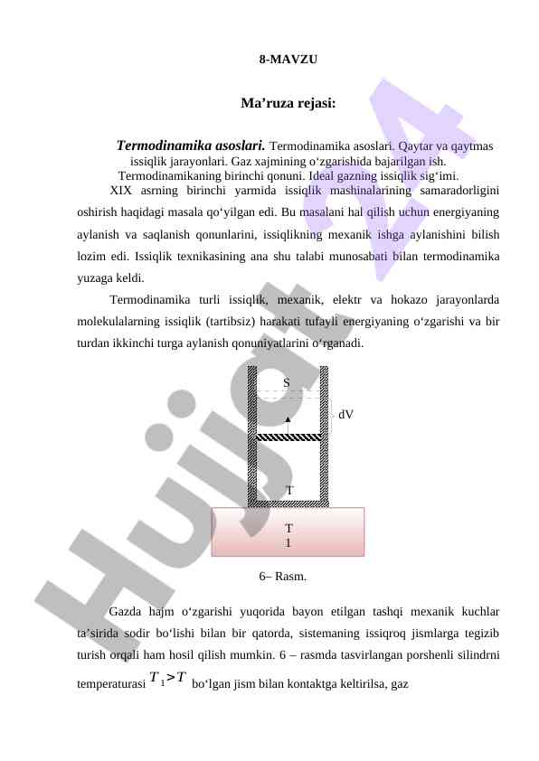 Termodinamika asoslari va issiqlik jarayonlari