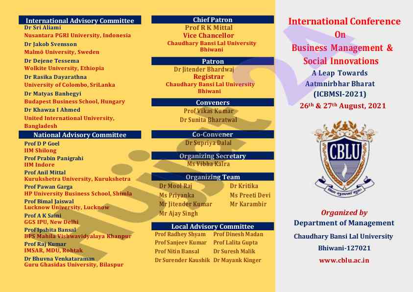 International advisory committee insights and contributions