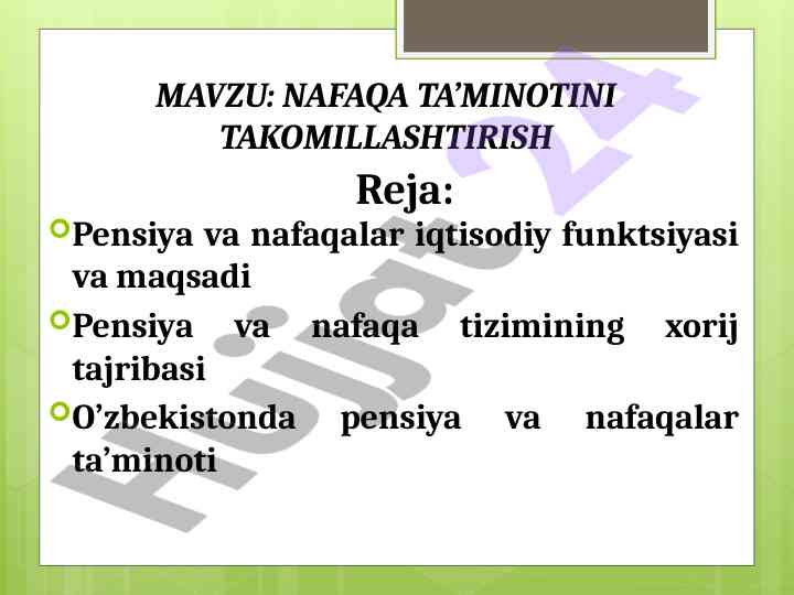 Nafaqa ta’minotini takomillashtirish tahlili