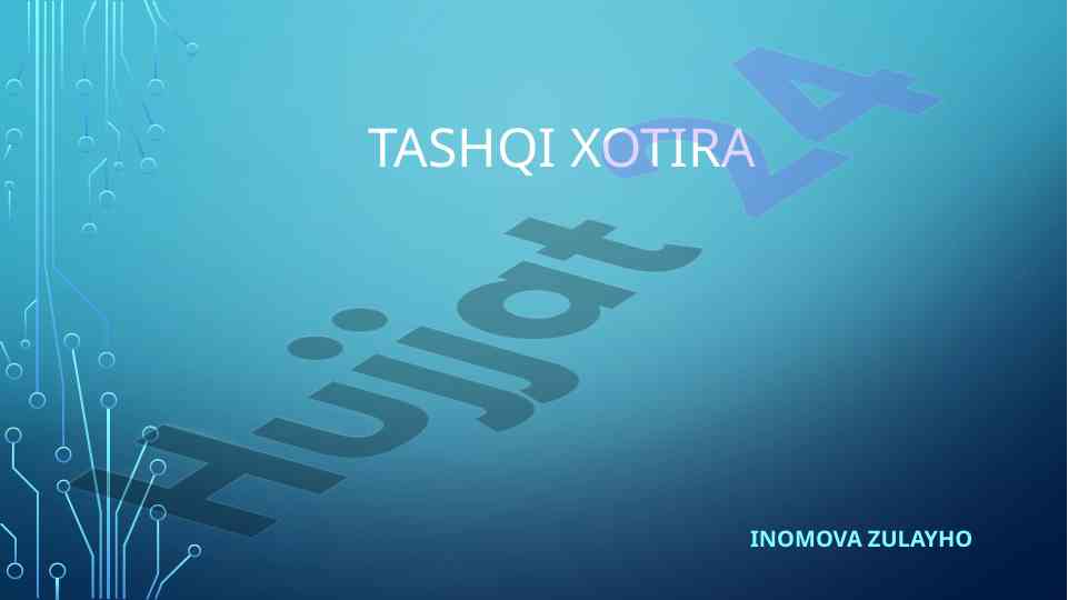 Tashqi xotira turlari va ularning ishlash printsiplari