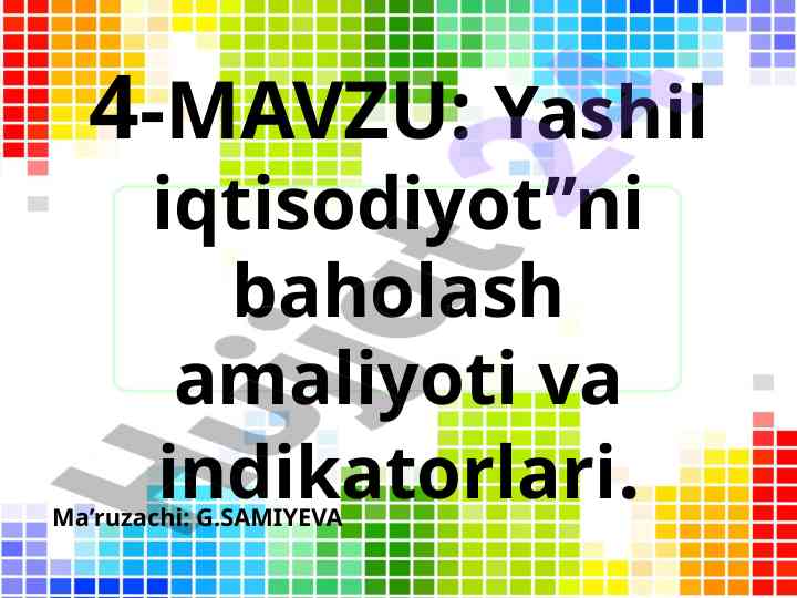 Yashil iqtisodiyotni baholash amaliyoti va indikatorlari