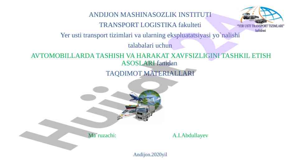 Transport vositalari ish unumi taqdimoti