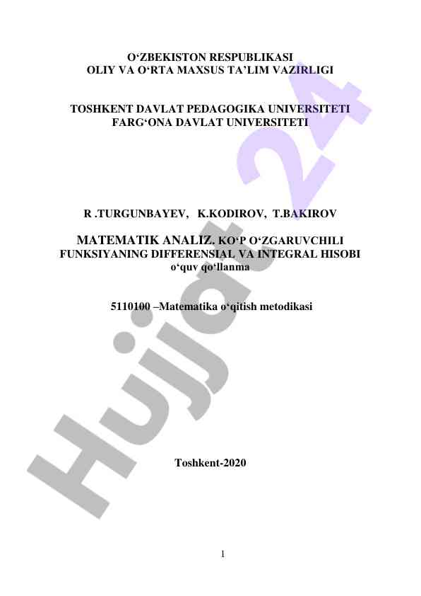 Matematik analizning differensial va integral hisobi