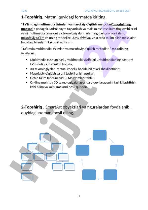 Ta’limda multimedia tizimlari va masofaviy o’qitish