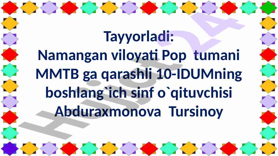 Ko'pburchak mavzusida dars ishlanmasi