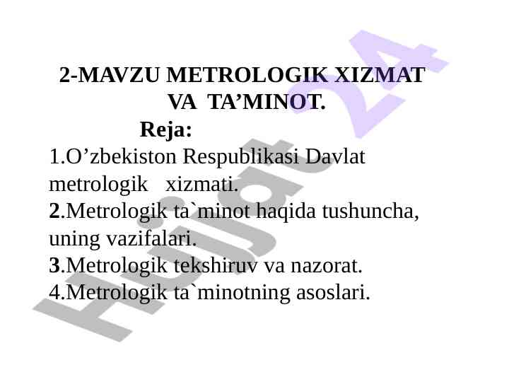 Metrologik xizmat va ta’minot tajribasi