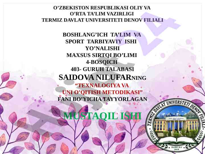 Yumshoq o'yinchoq tikish texnalogiyasi ustida mustaqil ish