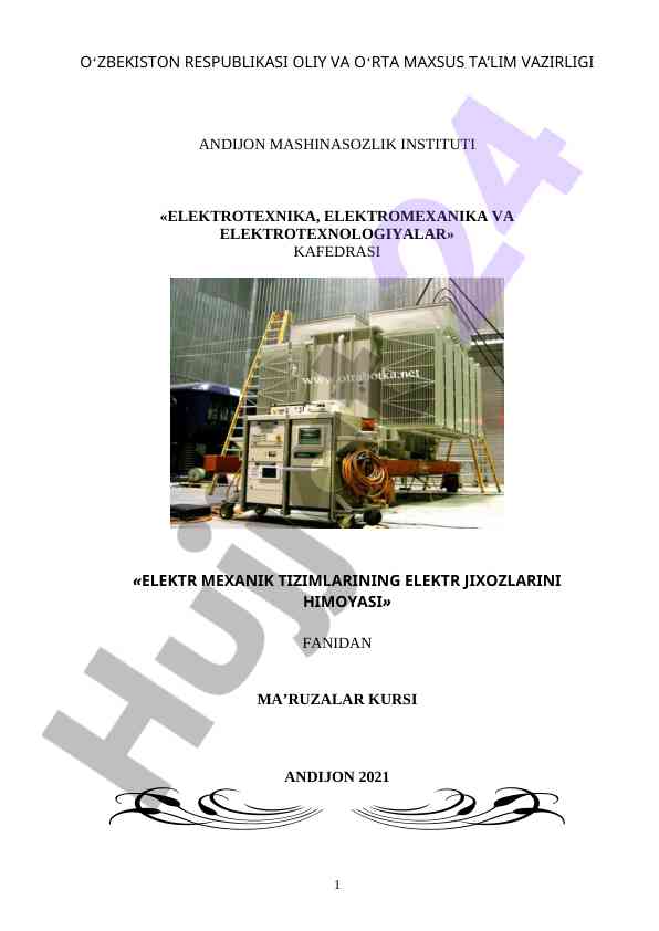 Elektr Mexanik Tizimlarining Himoyasi
