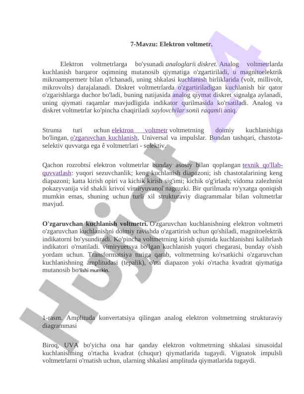 Elektron voltmetr turlari va ularning foydalanilishi
