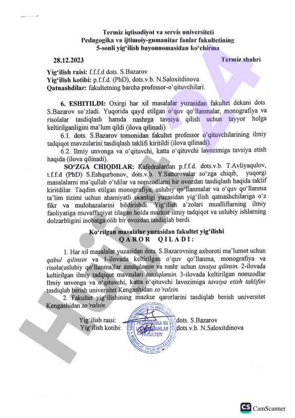 Camscanner mobil dasturi bilan ishlash usullari