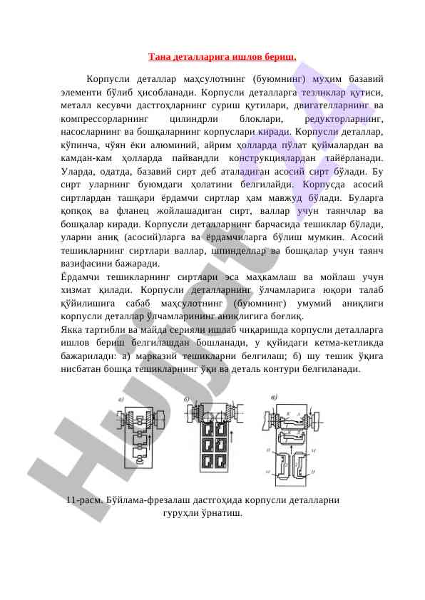 Тана деталларига ишлов бериш техник методлари