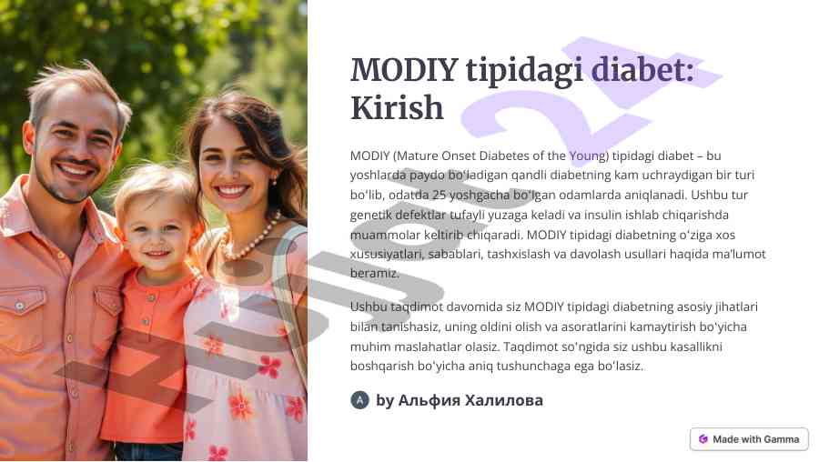 Modiy tipidagi diabet bilan tanishing: asosiy jihatlar