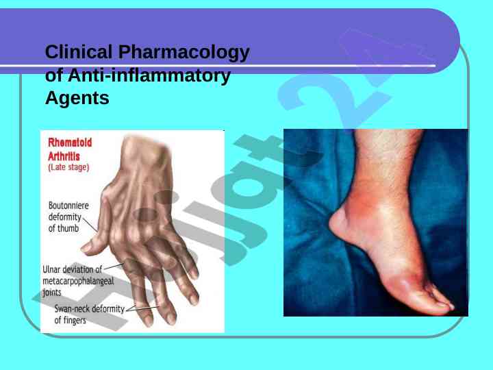 Clinical pharmacology of anti-inflammatory agents
