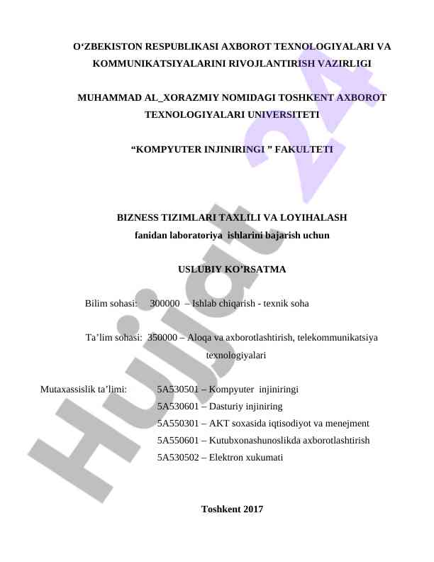 Kompyuter injinirovi fanidan laboratoriya ishlari uslubiy ko'rsatma