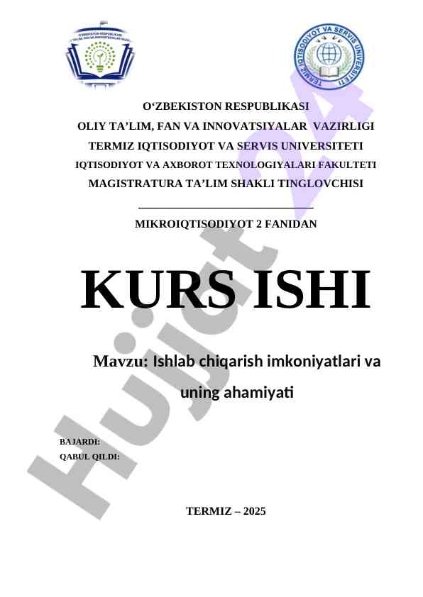 Ishlab Chiqarish Imkoniyatlari Va Uning Ahamiyati