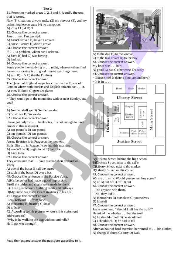 English grammar test questions and answers