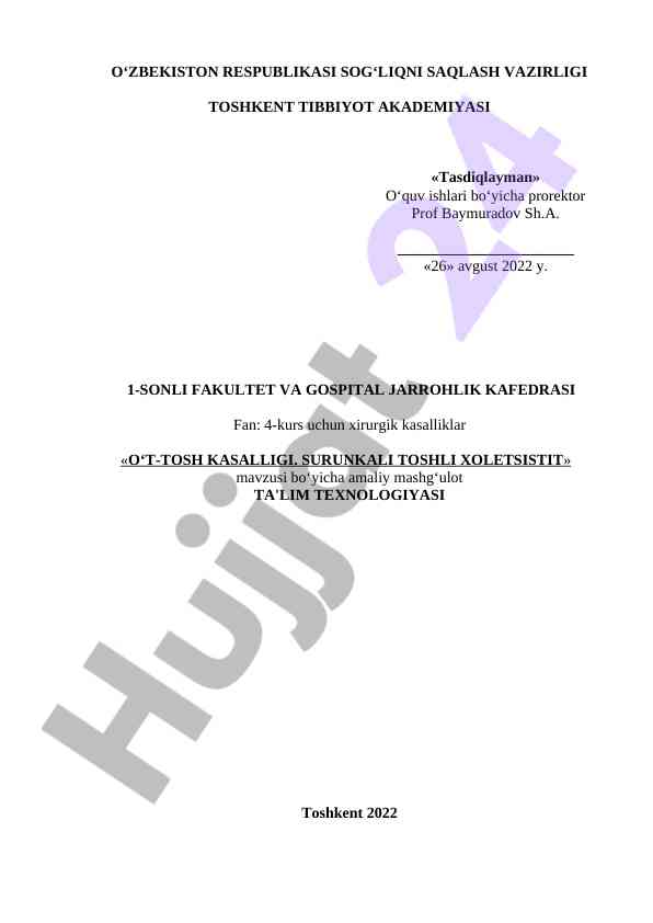 Ot-tosh kasalliklari va surunkali toshli xoletsistit