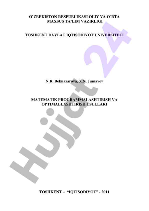 Matematik programmalashtirish va optimallashtirish usullari