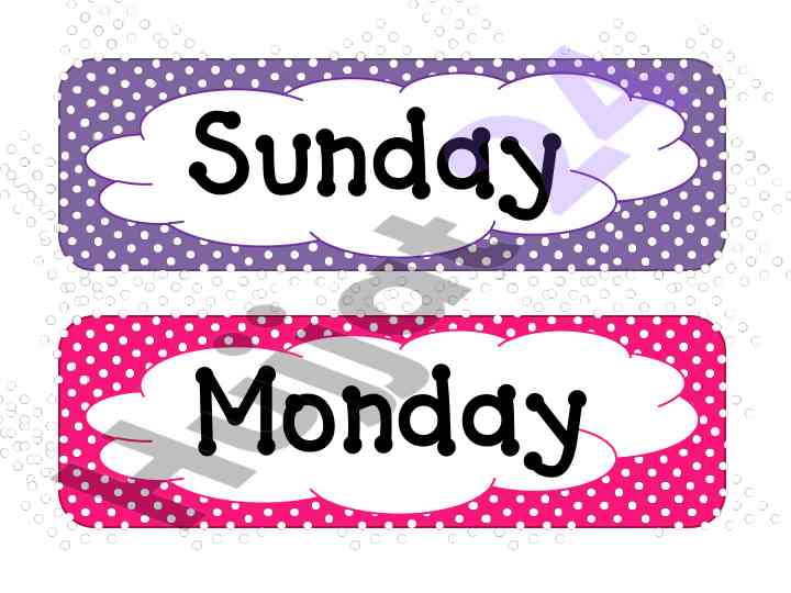 Days of the week and months in english