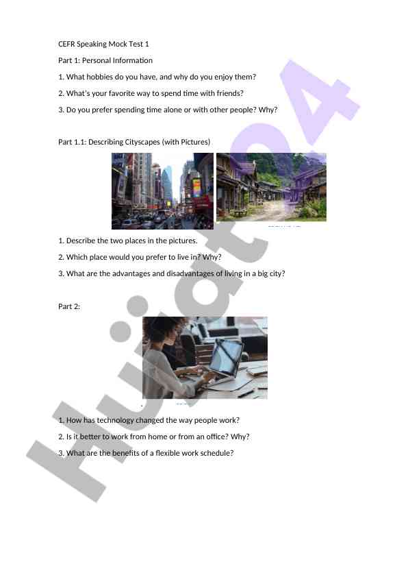 Cefr speaking mock test 1: personal information