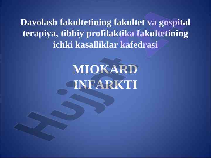 Miokard infarkti va uning etiologiyasi