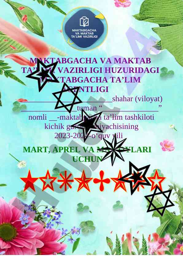 Maktabgacha ta’lim tashkilotlari faoliyatlari hisoboti