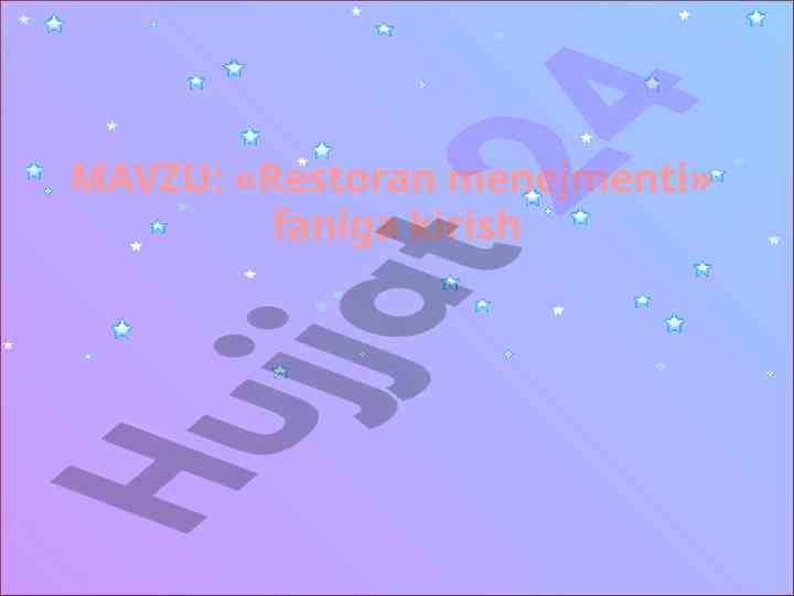 Restoran menejmentiga kirish tarmoq tendensiyalari