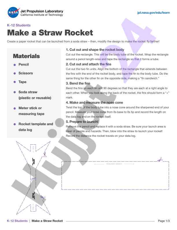 Make a straw rocket educational activity
